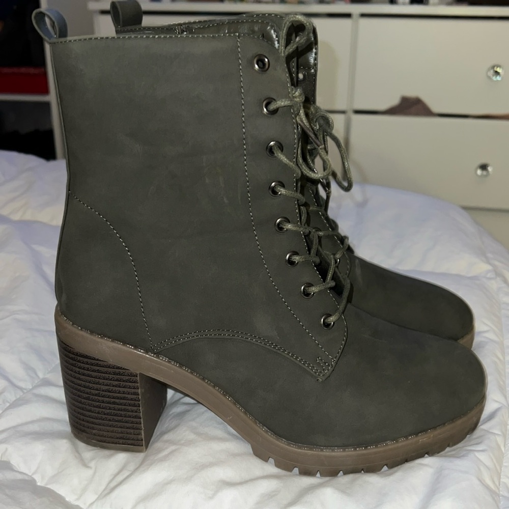 Olive combat style booties